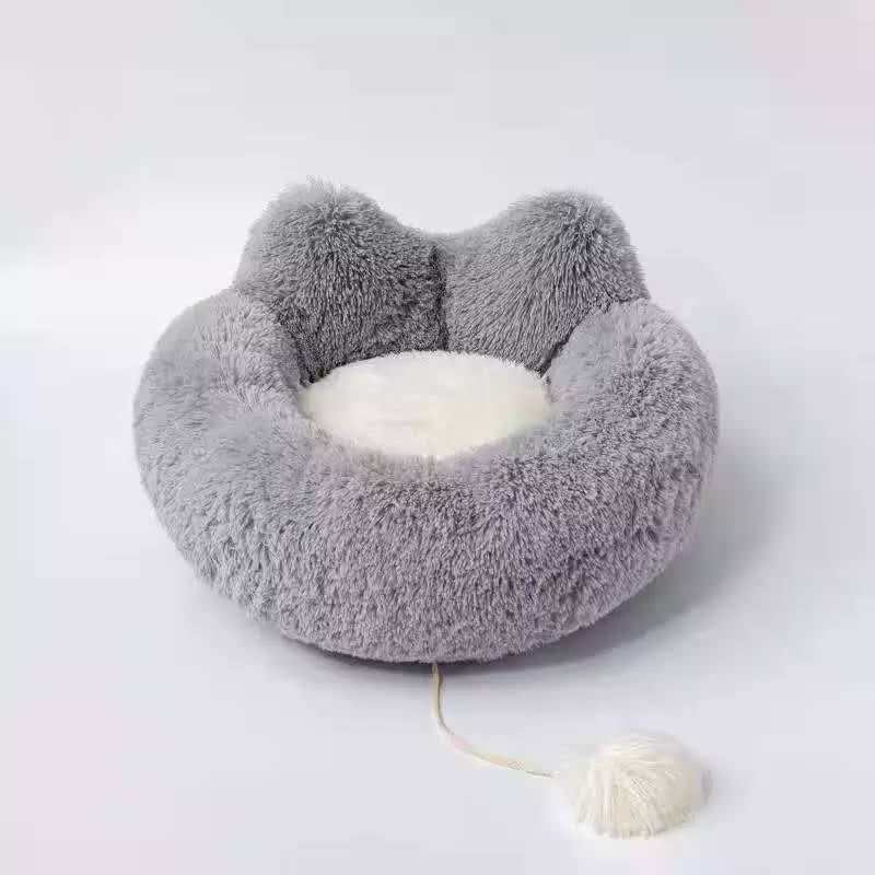 Fluffy gray pet bed