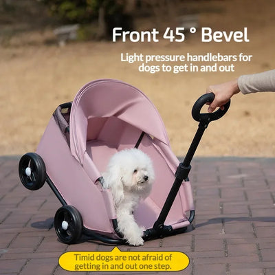 4-Wheel Foldable Pet Stroller with Sun Cover