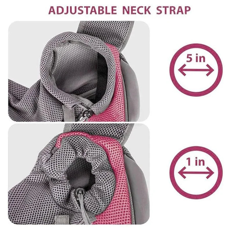 Adjustable neck strap with size indicators on a white background
