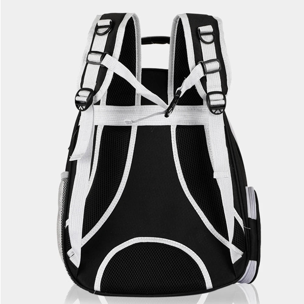 Black and white backpack on a white background