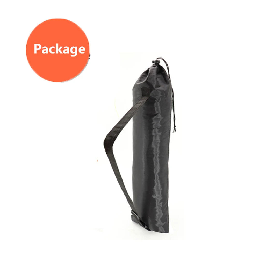 Black drawstring bag on a white background with an orange circle labeled 'Package'.