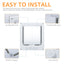 Cat door with durable ABS frame, transparent flip cover, weather stripping, and four-way lock on a white background.