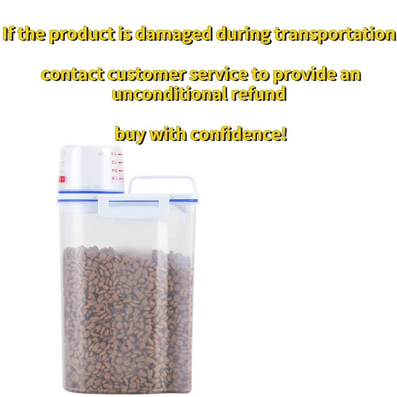Container with coffee beans and text about product protection during transportation