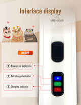 Product packaging with interface display and charging indicators for a device, featuring the brand 'SMEHNSER'.