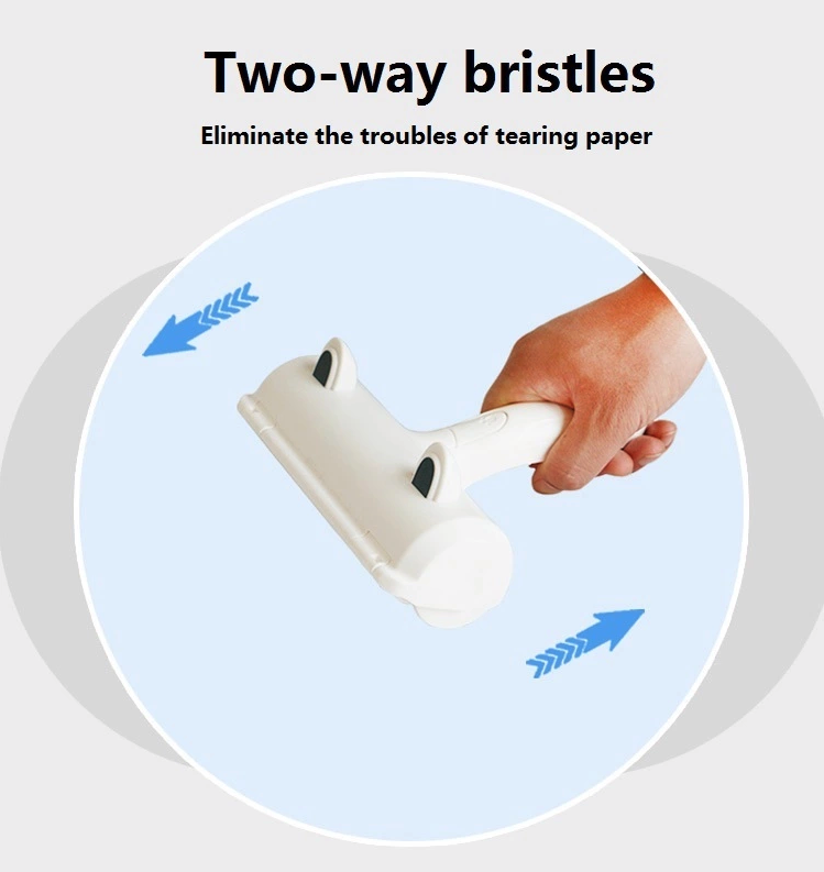 A pet parent removing dog hair from bed sheets with the reusable Yap & Paw™ Roller.