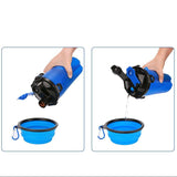 2-in-1 dual chambered hydration bottle with a hand holding it and pouring water into a small bowl.