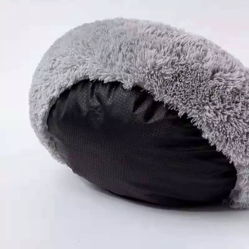 Black sock with gray fuzzy cover 