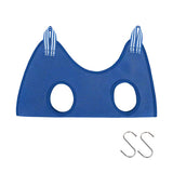 Blue mesh cat mask with white straps 