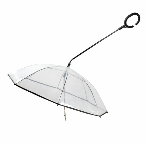 Clear umbrella with a black handle 