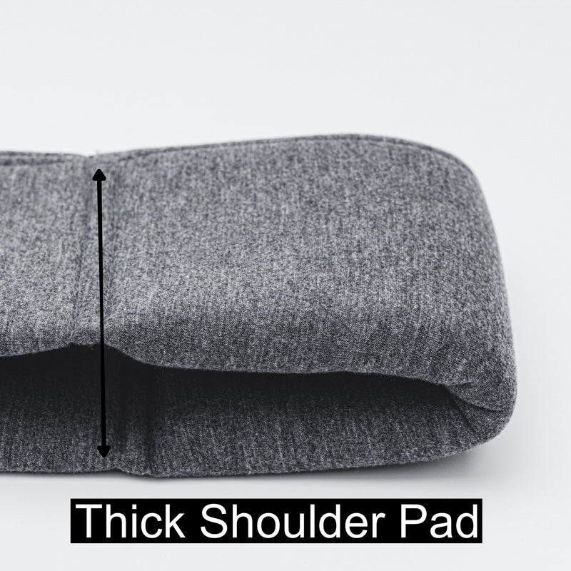 Gray shoulder pad with a thick padding section on a white background