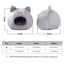 Gray pet bed with measurements 