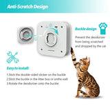 Cat deodorizer with anti-scratch design and installation instructions on a white background