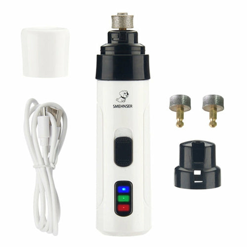 White rotary tool with attachments on a white background