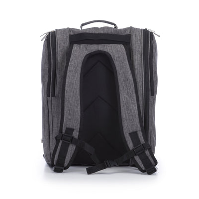 Gray backpack with black interior 
