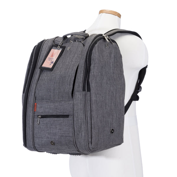 Gray backpack on a mannequin 