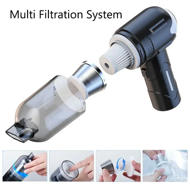 Multi filtration system with a black and silver device on a white background