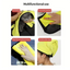 Multifunctional yellow towel being used for pet bathing, household cleaning, car wiping, and hair drying.