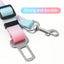 Pet car seat belt with gradient pink and blue straps on a white background