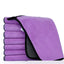 Purple towel with black border on a white background