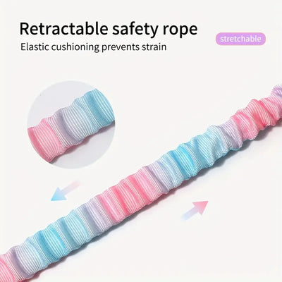 Retractable safety rope with colorful pattern on a white background