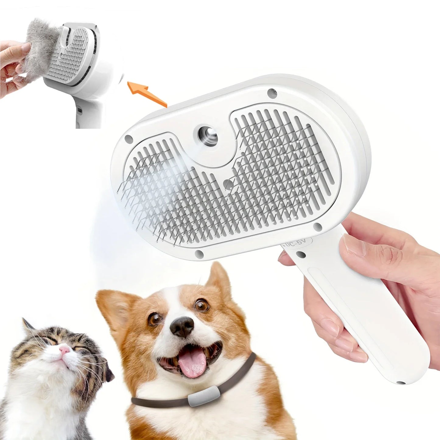 Floating Hair Removal, Cleaning & Styling Brush for Dogs & Cats