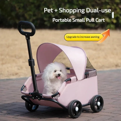 4-Wheel Foldable Pet Stroller with Sun Cover