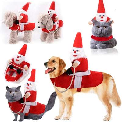 Hilarious Riding Santa Pet Costume