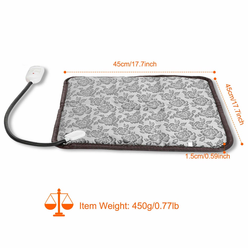 Heating pad with floral pattern and measurements