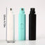 Three cylindrical products in white, light blue, and black with measurements indicated on a white background.