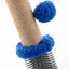 Cat toy with blue spherical ends and a textured base on a white background