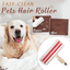 Image showing the Yap & Paw™ Roller easily removing pet hair from a sofa surface.