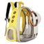 Yellow pet backpack with clear front on a white background