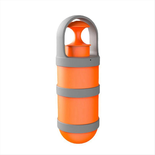 Orange and gray container with a lid on a white background